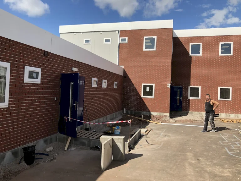 15 Bay Modular School Classrooms, 5 on 5 and 5 single story brick slipped on site