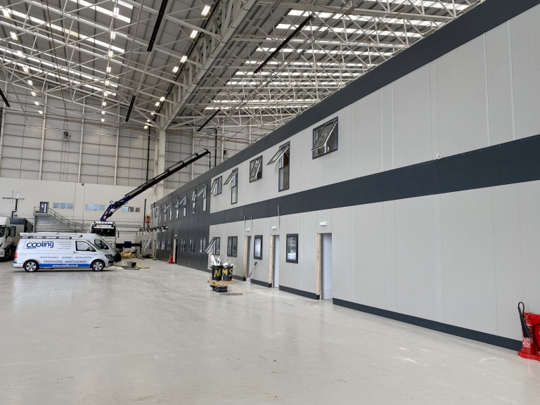 42 bay double stacked and installed into an aircraft hanger
